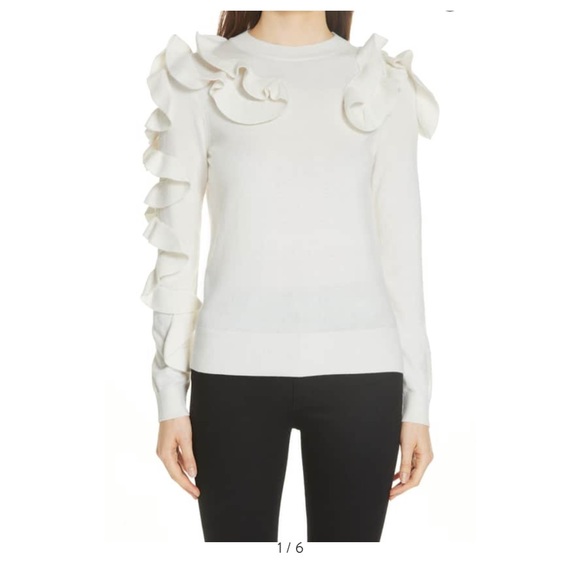 Ted Baker Sweaters - Ted Baker Cream Ruffle Sweater size 4 - NWT Ted Baker Sweaters - Ted Baker Cream Ruffle Sweater size 4 - NWT